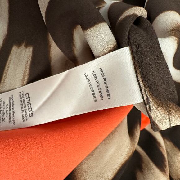 Chicos Women Top Size 2 US L Sheer Animal Print Boho Safari Tunic Blouse Layered - Picture 5 of 8